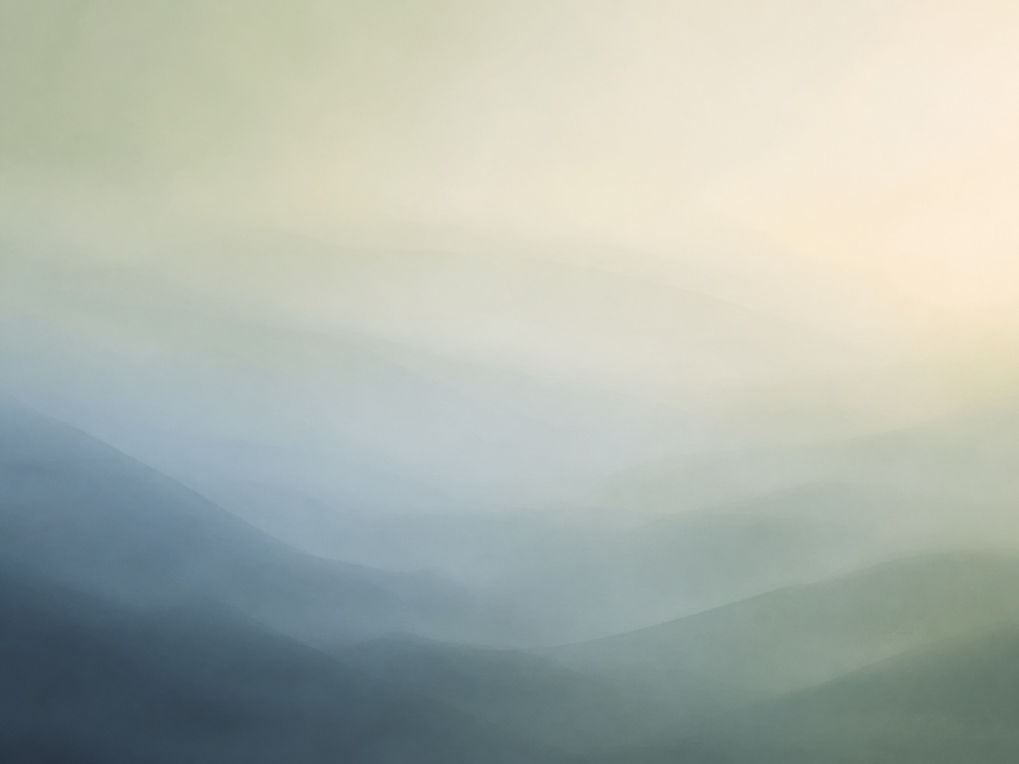 Misty sage, fog blue, and pearl light settling across quiet layered forms